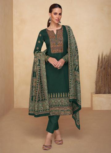 Alluring Green Cotton  Embroidered Trendy Salwar K