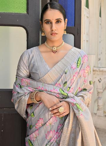 Alluring Grey Banarasi Woven Contemporary Saree for Ceremonial