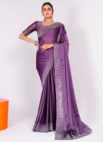 Alluring Swarovski Rangoli Purple Designer Saree