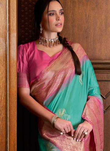 Amazing Pink and Turquoise Silk Border Trendy Saree