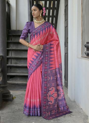 Amazing Printed Tussar Silk Rani Classic Designer 
