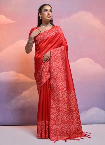 Amazing Red Handloom Silk Woven Designer Saree