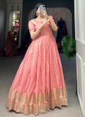 Attractive Peach Khadi Woven Gown - 1