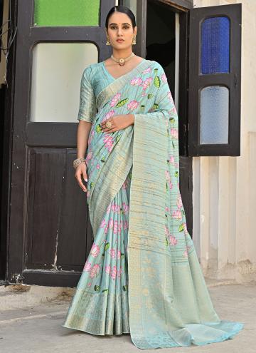 Attractive Sea Green Banarasi Woven Trendy Saree