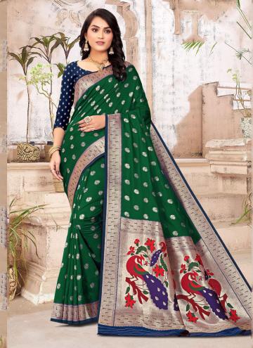 Banarasi Jari Paithni Green Classic Designer Saree