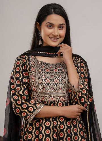 Black Cotton  Embroidered Salwar Suit