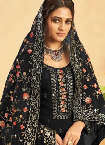 Black Organza Embroidered Salwar Suit for Ceremonial