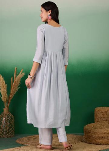 Blue Muslin Embroidered Designer Kurti for Casual