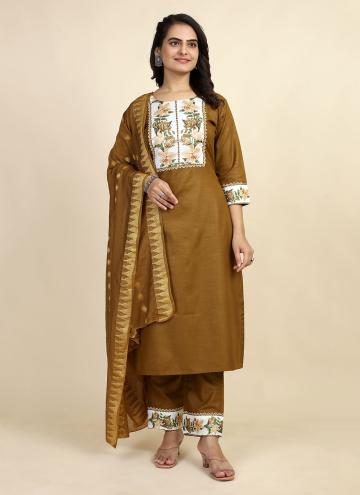 Brown color Cotton  Salwar Suit with Designer