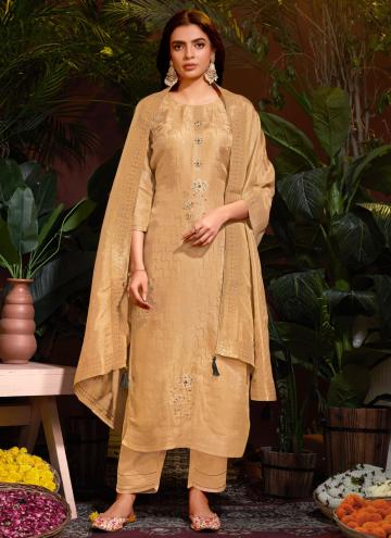 Brown color Viscose Salwar Suit with Jacquard Work