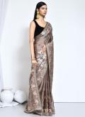 Brown Trendy Saree in Satin Silk with Embroidered - 2