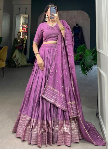 Chanderi Designer Lehenga Choli in Purple Enhanced with Border