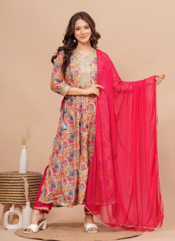 Charming Hand Work Muslin Hot Pink Salwar Suit