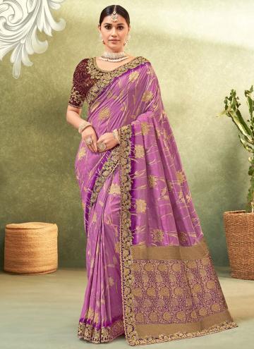 Charming Purple Silk Border Traditional Saree
