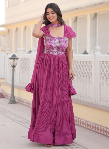 Chinon Gown in Pink Enhanced with Print
