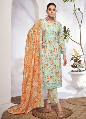 Digital Print Cotton  Blue Salwar Suit