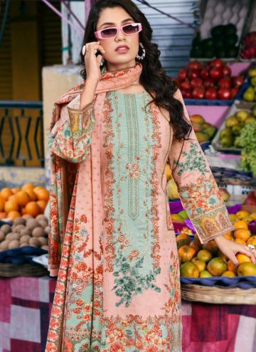 Digital Print Cotton Lawn Peach and Sea Green Pant Style Suit