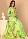 Digital Print Silk Green Trendy Saree - 1