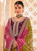 Embroidered Chinon Wine Salwar Suit - 1