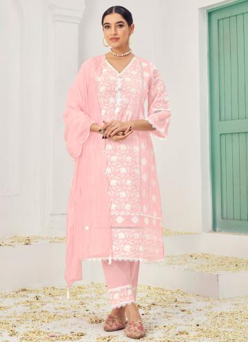 Embroidered Cotton  Pink Salwar Suit