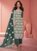 Embroidered Organza Green Pakistani Suit - 2