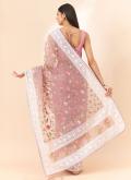 Embroidered Organza Rose Pink Trendy Saree - 2