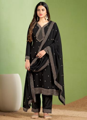 Fab Black Georgette Embroidered Salwar Suit for Ceremonial