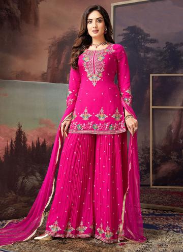 Fab Pink Georgette Embroidered Designer Salwar Kameez
