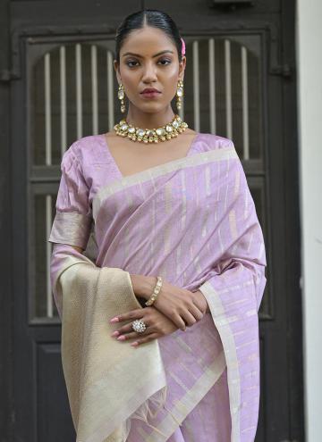 Fab Purple Tussar Silk Woven Classic Designer Saree for Ceremonial