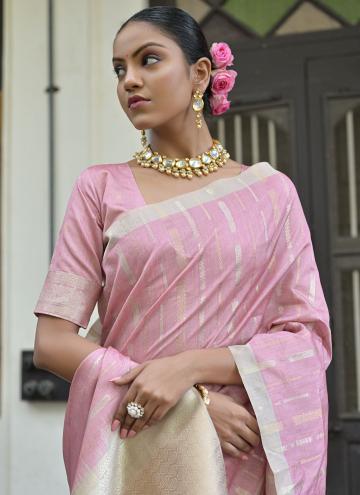 Fab Woven Tussar Silk Rose Pink Trendy Saree