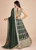Faux Georgette Lehenga Choli in Green Enhanced with Embroidered - 4