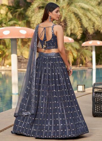 Georgette Lehenga Choli in Grey Enhanced with Embroidered