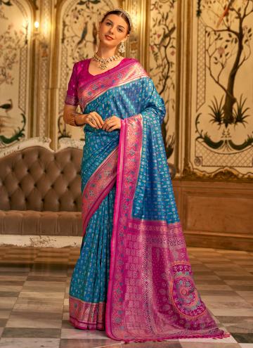 Glorious Blue Banarasi Woven Trendy Saree