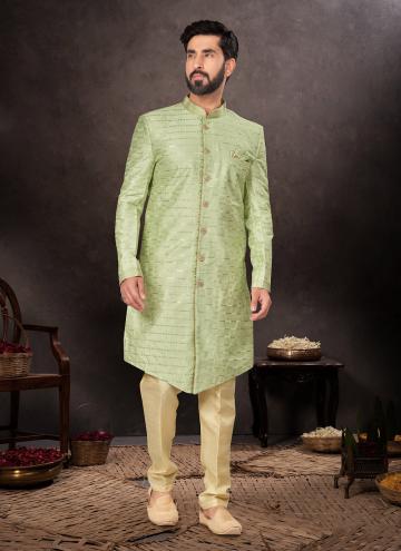 Glorious Digital Print Fancy Fabric Green Indo Western