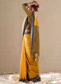 Glorious Mustard Handloom Cotton Woven Classic Designer Saree for Casual - 2