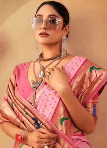 Glorious Rose Pink Paithni Woven Classic Designer Saree for Ceremonial