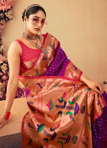 Glorious Woven Paithni Wine Designer Saree