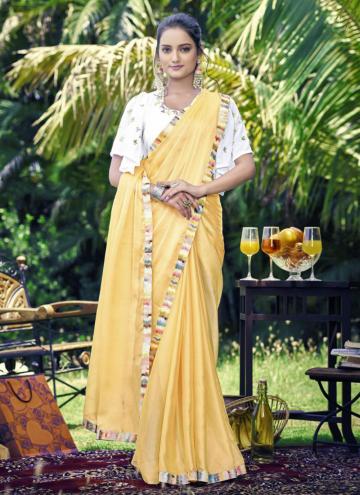 Glorious Yellow Georgette Lace Classic Designer Saree for Casual