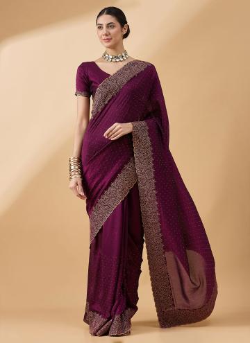 Gratifying Purple Art Silk Stone Work Trendy Saree