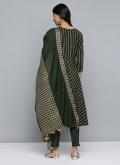 Gratifying Strips Print Cotton  Green Salwar Suit - 1