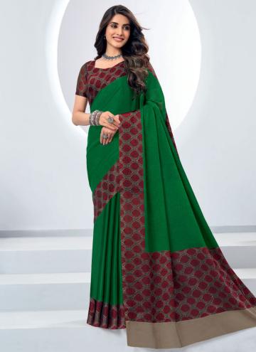 Green color Chiffon Classic Designer Saree with Printed