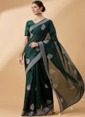 Green Cotton  Embroidered Trendy Saree for Festival - 1