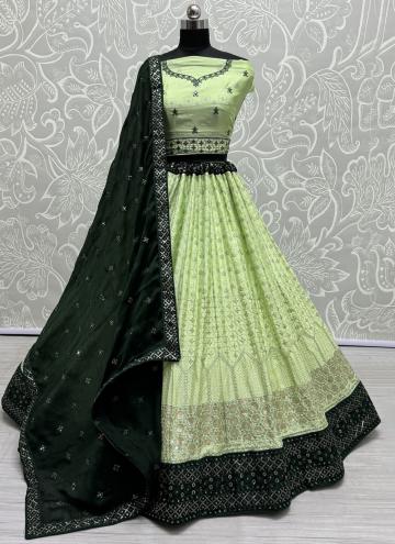 Green Georgette Embroidered Designer Lehenga Choli