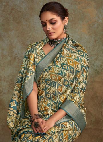 Green Handloom Silk Printed Classic Designer Saree for Ceremonial
