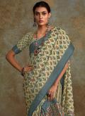 Green Handloom Silk Printed Designer Saree for Ceremonial - 1