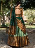 Green Jacquard Silk Woven Lehenga Choli - 2