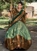 Green Jacquard Silk Woven Lehenga Choli - 3