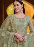 Green Net Embroidered Salwar Suit for Ceremonial - 1