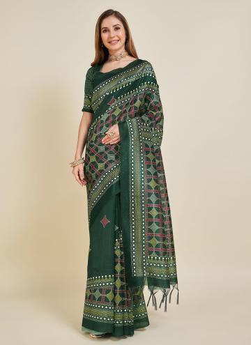 Green Silk Fancy work Casual Saree