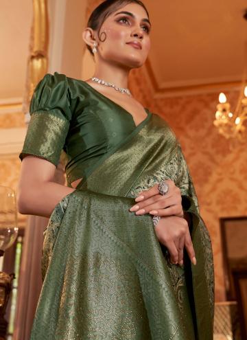Green Silk Swarovski Designer Saree